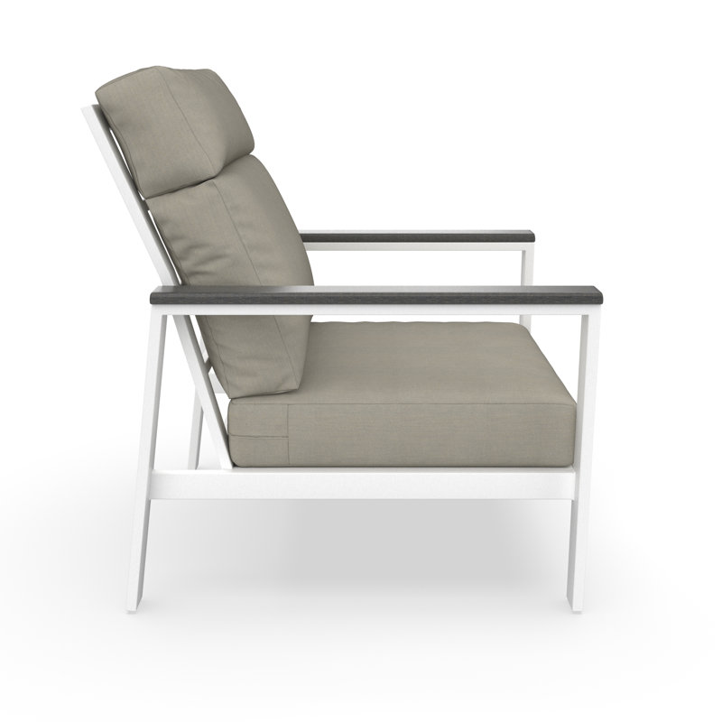 Fauteuil club d'extérieur en métal avec coussin Sunbrella Townsend, Palette colombe