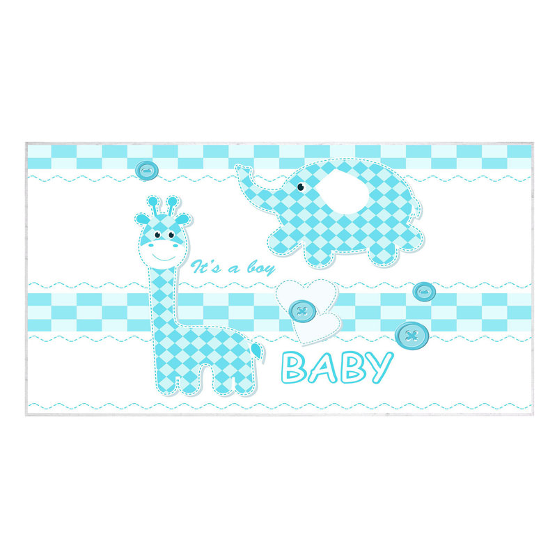 Tapis rectangulaire bleu / blanc tissé à la machine Suez, Rectangle 3 pi 3 po x 5 pi 3 po