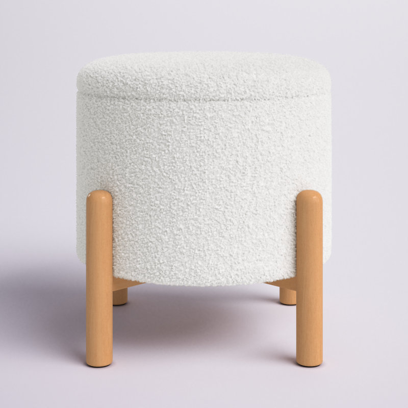 Repose-pieds rond avec rangement Lavish Home, blanc, Blanc