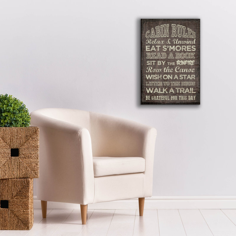 'Cabin Rules' by Erin Clark Canvas Wall Art, 26" H x 18" W x 0.75" D