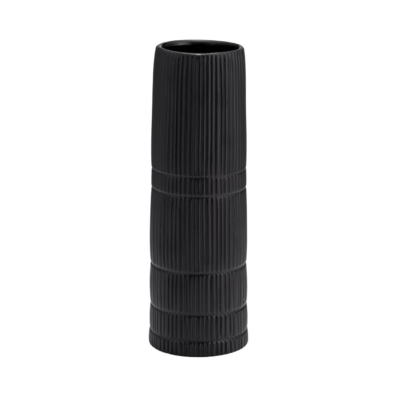 Modern neutral ceramic vase Rachael, H 15 po x l 5 po x P 5 po, Noir