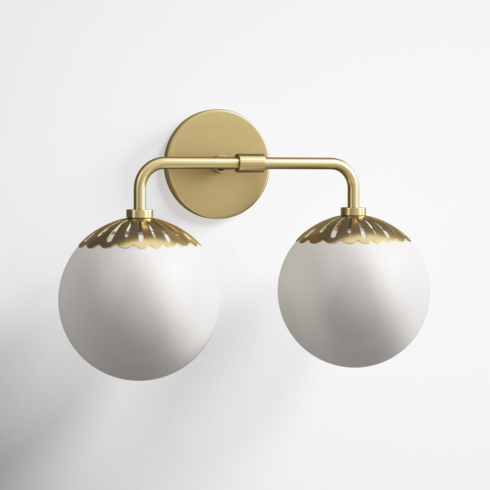 Deniaud 2 Light Frosted Vanity Light, Aged Brass