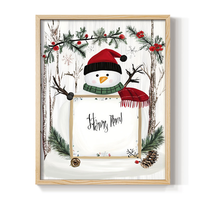 «Christmas Holiday Art XXV III», reproduction encadrée - bois massif, 11" H x 9" W, Natural