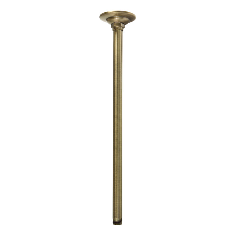 Kingston Brass Shower Scape 17-Inch Rain Drop Ceiling Mount Shower Arm with Round Flange, Antique Brass