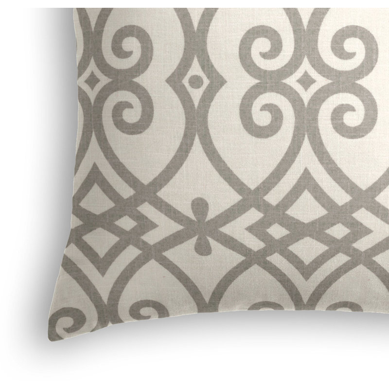 Scrolling Along Trellis Linen Reversible Throw Pillow, 24" x 24", Tan/Ivory