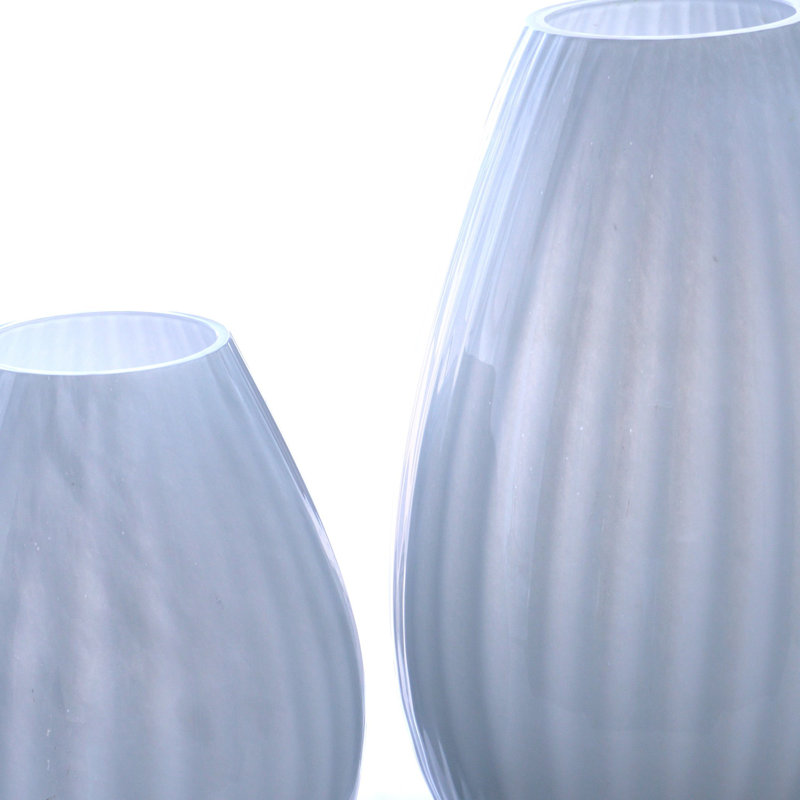Cased Glass Stripe Vase-Blue, 14" H x 7.75" W x 7.75" D