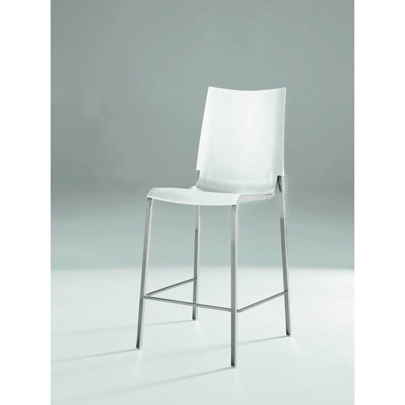 Tabouret de bar 25,5 po Eva, Aluminium, Blanc