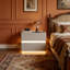 Modern Smart 2 - Drawer Nightstand With Wireless Charging, 3-color Led Lights Light Gray Solid Wood Bedside Table