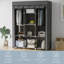 Dark Grey Freestanding Portable Garment Storage Unit with Hanging Rails and Multi Compartment Shelving for Bedroom Clothes Storage