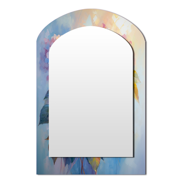 Tender Hydrangea Bouquet In Gentle Pastel - Hydrangea Asymmetrical Decorative Wall Mirror, Pink Arch Large Mirror, Printed Metal Art