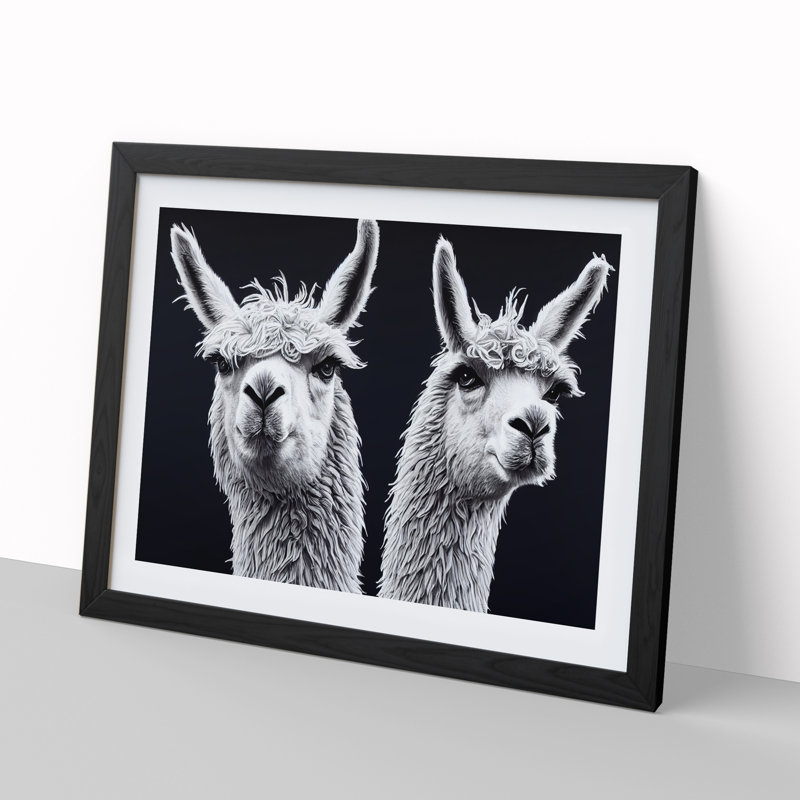 Two Llamas Vol.3 1 Piece Single Picture Frame Wall Art, 46cm H x 64cm W x 2cm D, Black