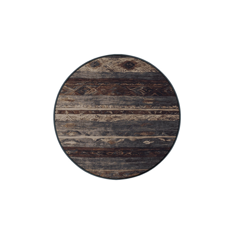 Machine Washable Black Area Rug, Round 7'