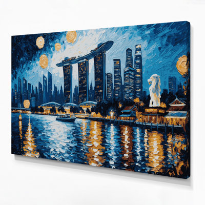 Cities Singapore Blue Canvas Wall Art
