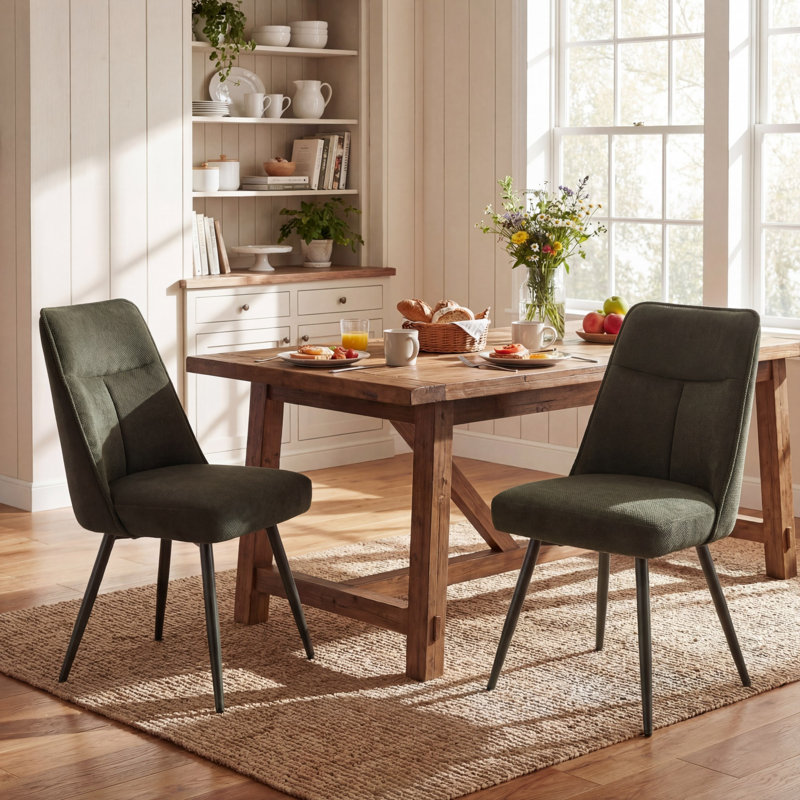 Chaises de salle à manger rembourrées modernes en tissu de chenille avec structure en métal de couleur assortie pour la salle à manger