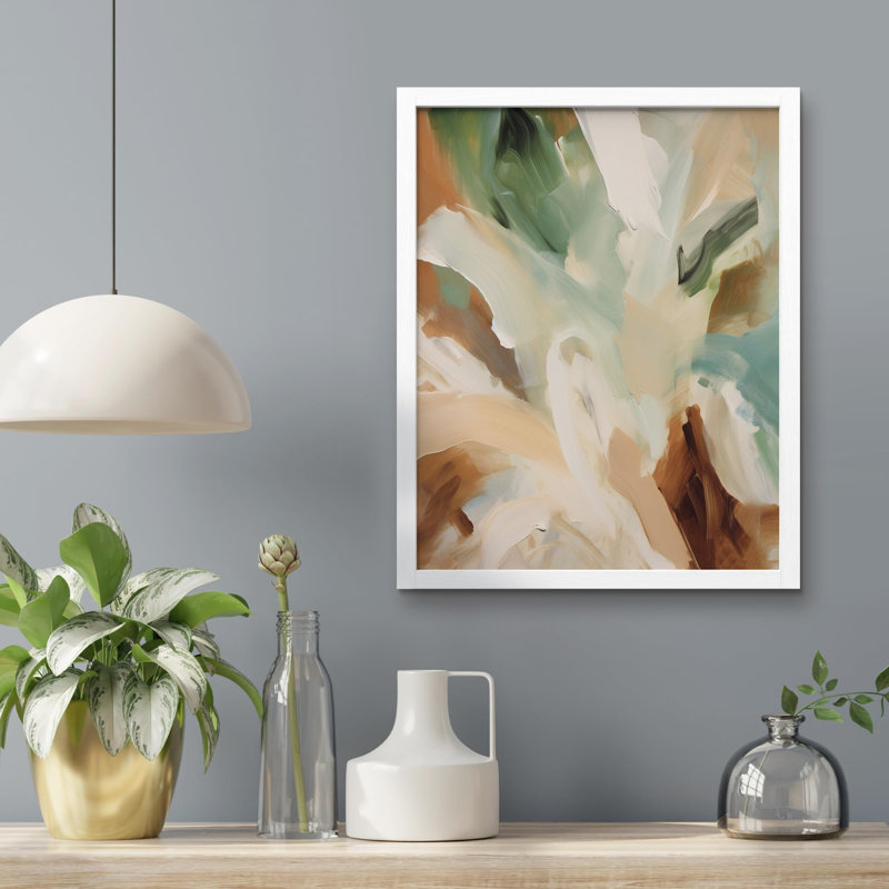«Abstract Swirls In Earth Tones» sur papier, Blanc, H 10 po x l 8 po