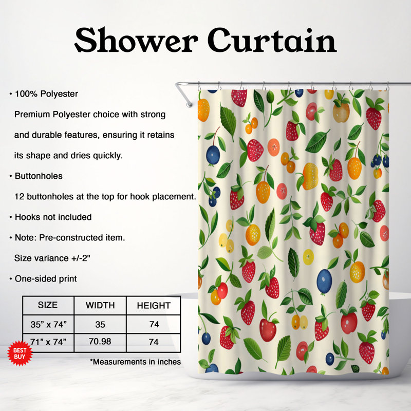 New Melon - Rideau de douche Premium, H 74 po x l 71 po