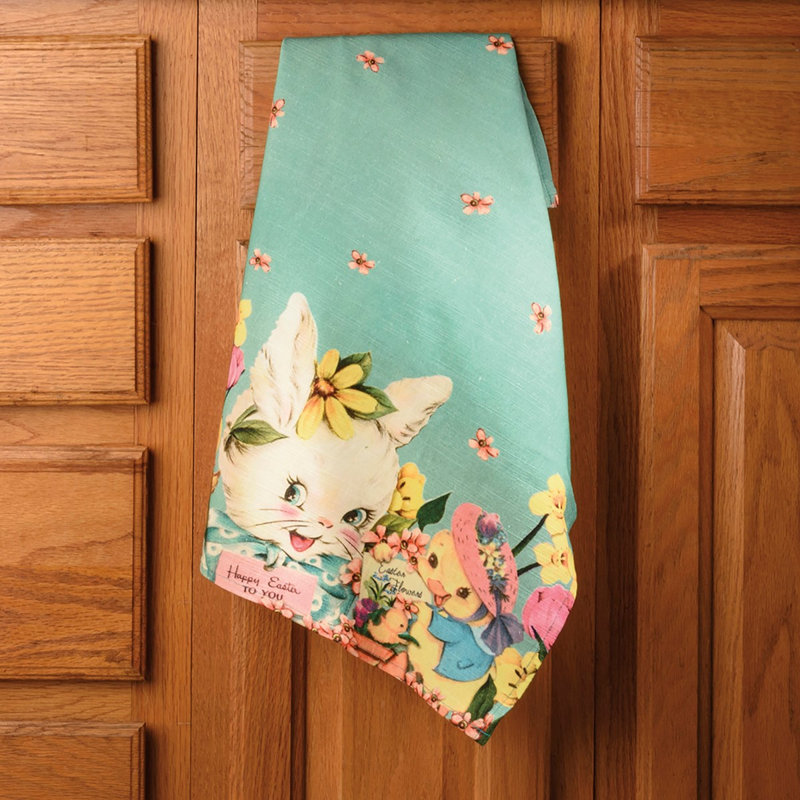 Retro Vintage Happy Easter Kitchen Towel - 18" x 28"