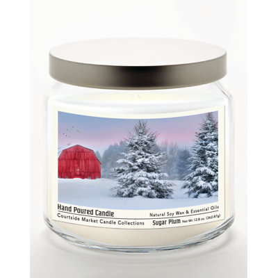 Bougie Tree Farm II en pot en verre de 400 g avec couvercle en métal argenté brossé