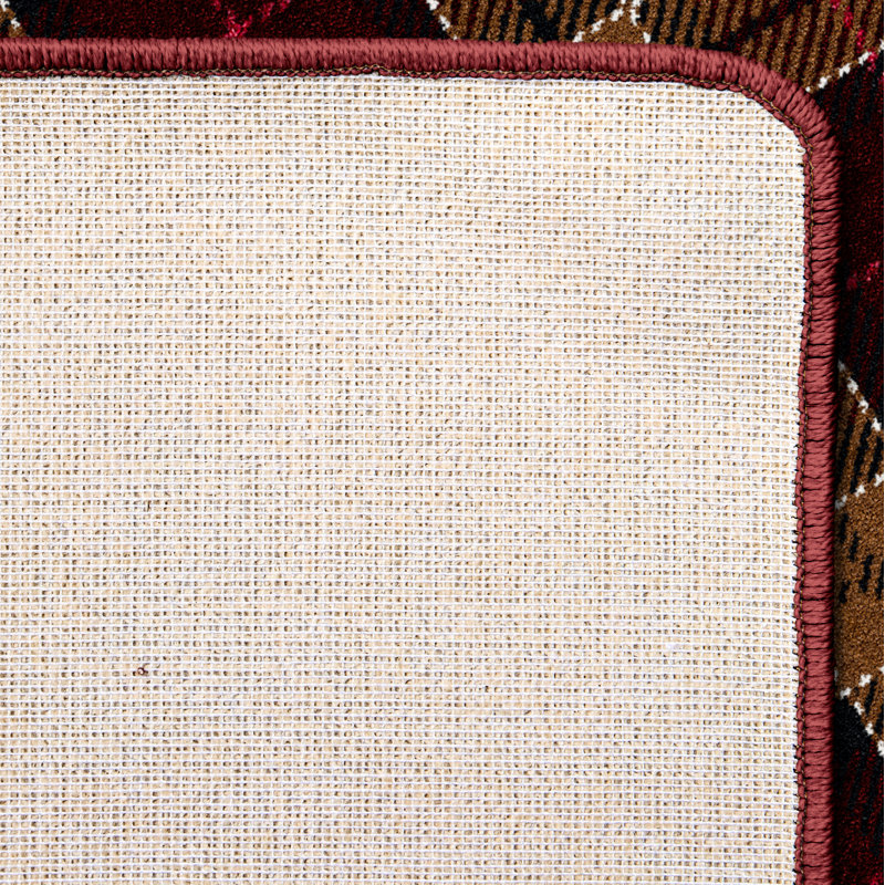 Plaid de Noël rouge victorien, Rouge / doré, Tapis de couloir 2 pi 1 po x 7 pi 8 po