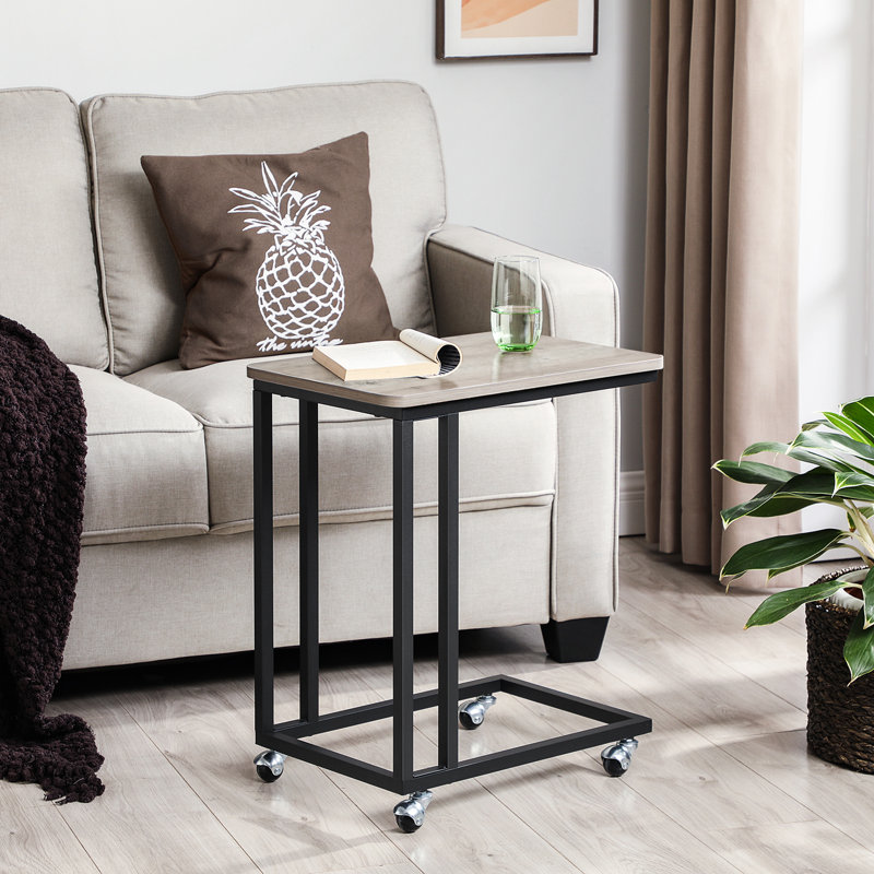 Adamo C Table End Table, Light Ivory/Black