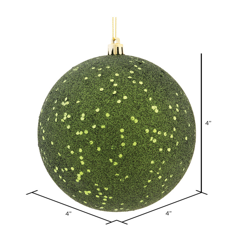 Ornement de Noël en forme de boule, Vert mousse, H 4 po x l 4 po x P 4 po