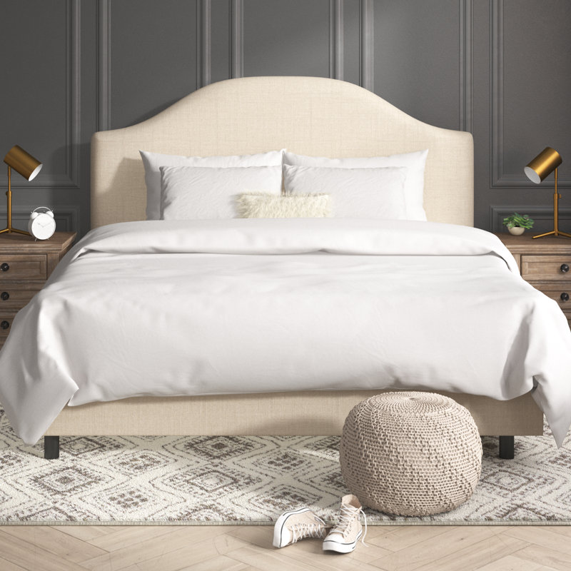 Morris Upholstered Standard Bed, Classic Talc Linen, King