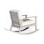 Chaise berçante en eucalyptus avec coussins, finition gris bois flotté, coussins bourgogne-2102567788