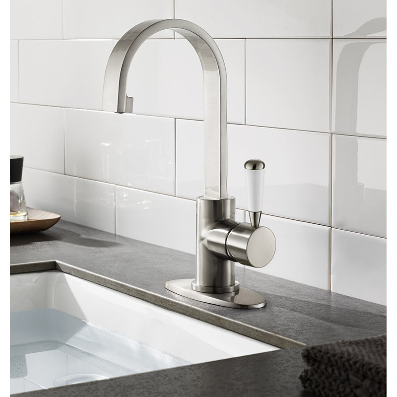 Kingston Brass Paris Single-Handle 1-Hole Deck Mount Bathroom Faucet with Push Pop-Up, Satin Nickel