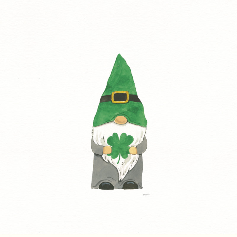 Gnomes de la Saint-Patrick II - peinture sur toile tendue, H 20 po x l 20 po, Non, Cadre simple blanc