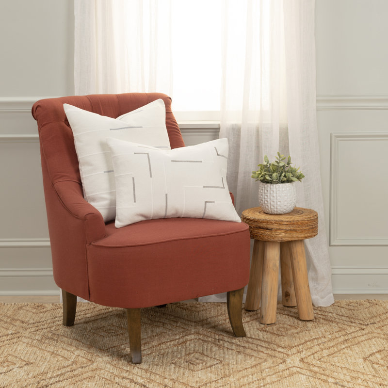 Housse et insert de coussin carré 100% coton Oda, Ivoire / Argenté