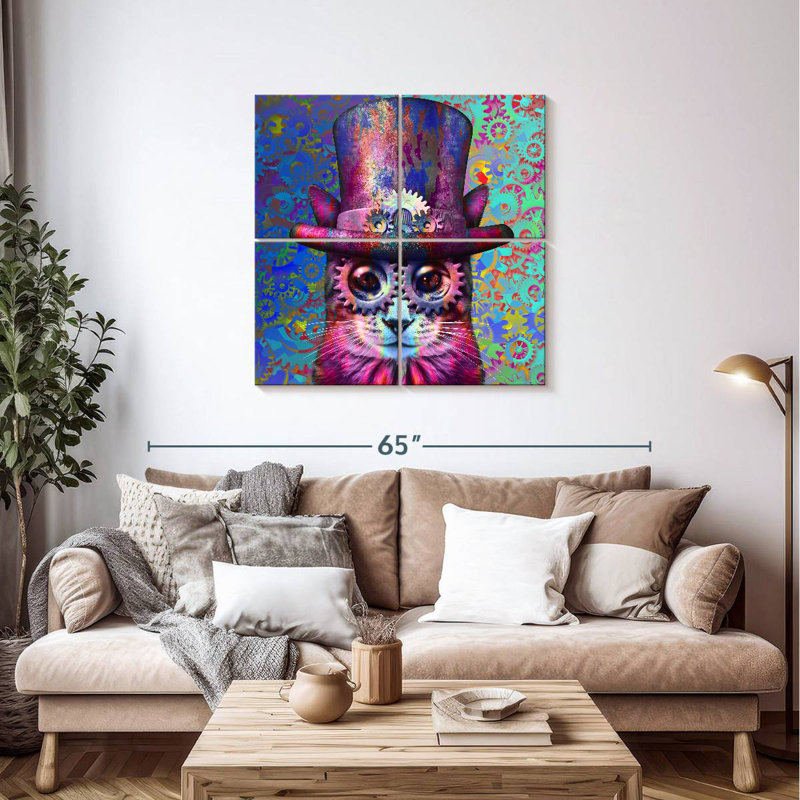 Chat Steampunk Cogs, H 38 po x l 38 po