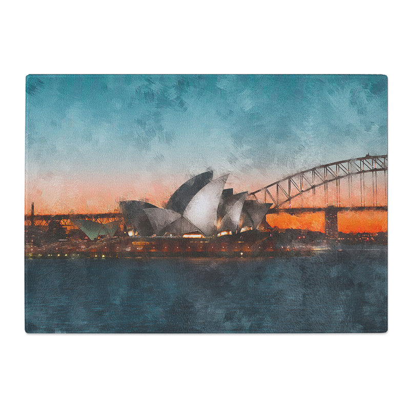 Tempered Glass Sydney Opera House in Australia Abstract Chopping Board, 20 cm x 28.5 cm