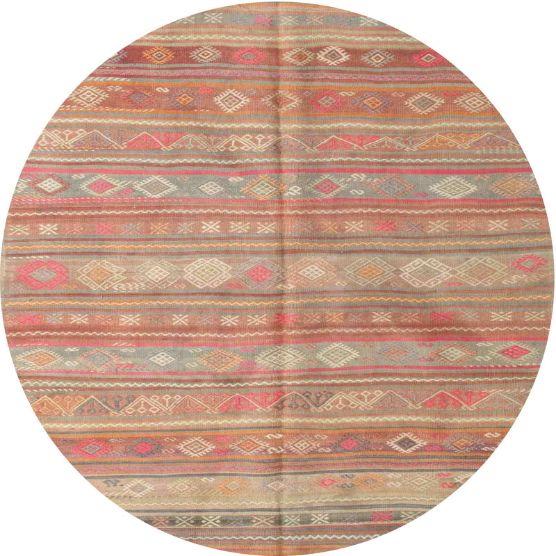 Tapis brun/orange contemporaine, Rond 3 pi