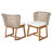 Hapeville Patio 3-Piece Acacia Wood Bistro Set With Wicker Back