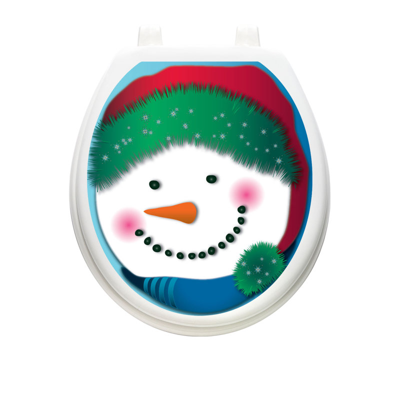 Adhésif décoratif pour siège de toilette bonhomme de neige, Rond