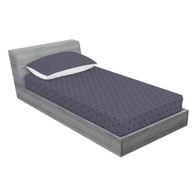 Microfiber Geometric Sheet Set, Twin Sheet Set with Fitted Sheet