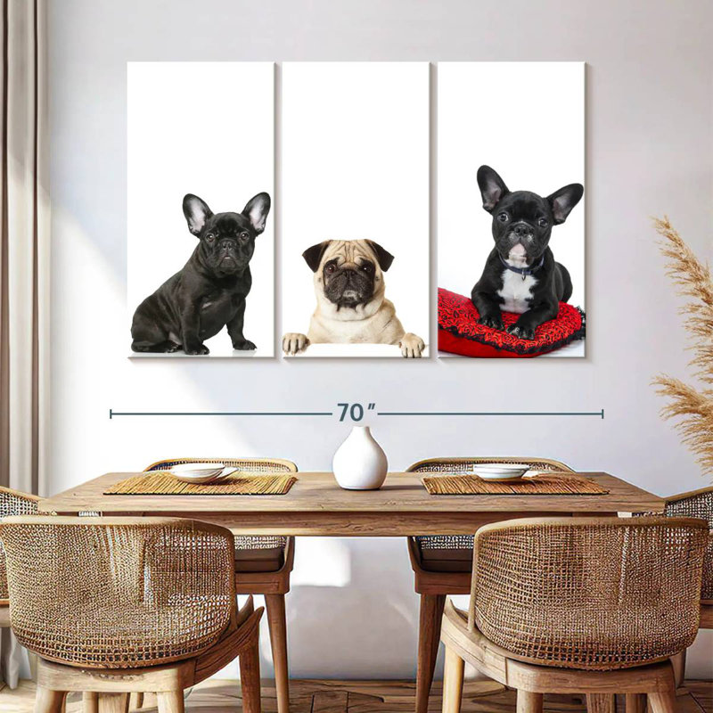 Bouledogue français et carlin, H 42 po x l 65 po