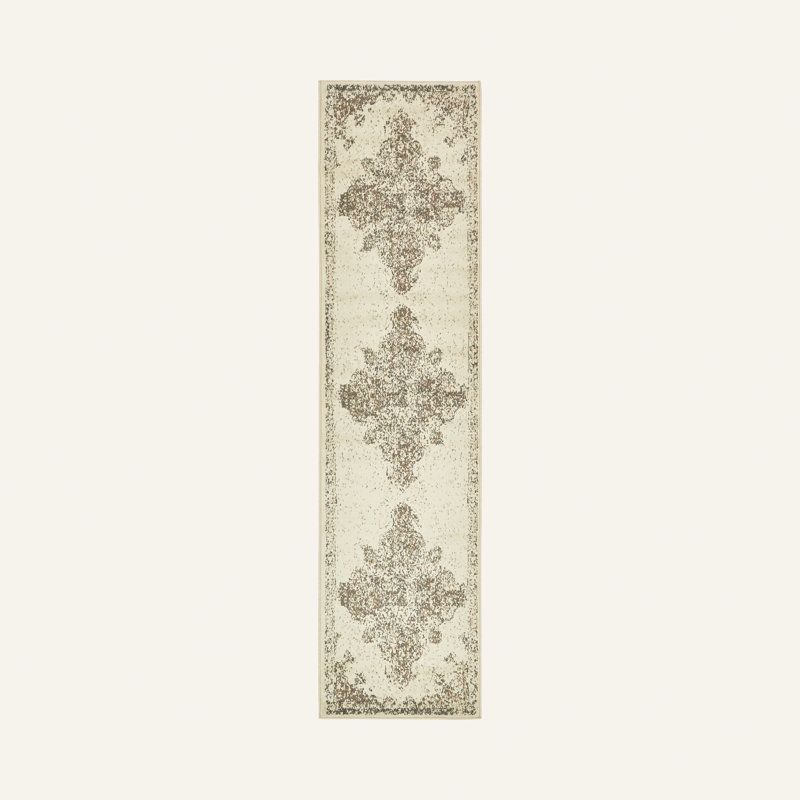Tapis oriental crème Tobitha, Tapis de couloir 2 pi 7 po x 10 pi