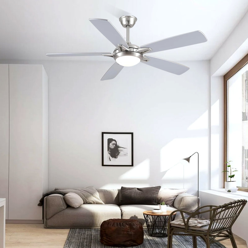 Ventilateur de plafond moderne à 5 pales de 52 po avec lumières et télécommande, Gris