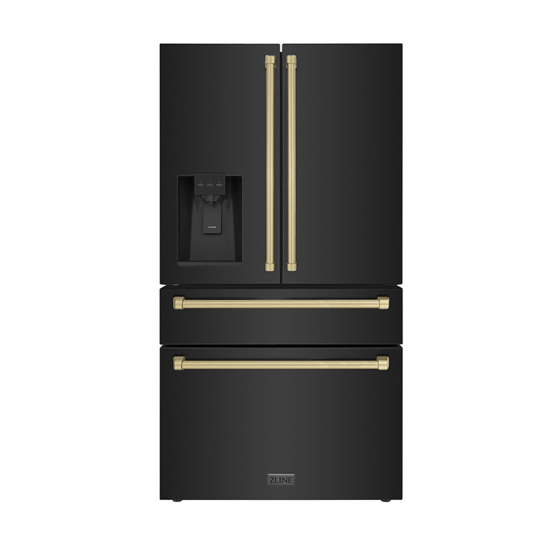 Réfrigérateur à profondeur de comptoir en acier noir 36 po avec poignées ZLINE, Bronze champagne