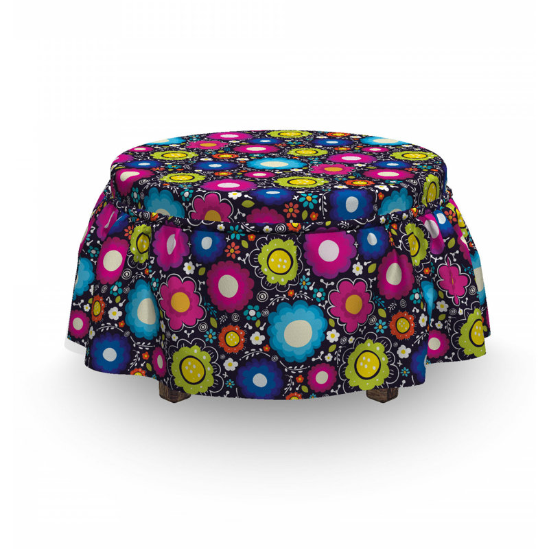 Housse pour repose-pieds pour enfants doodle fleurs