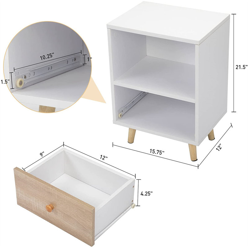 Chavalier 15.75'' W Nightstand, White