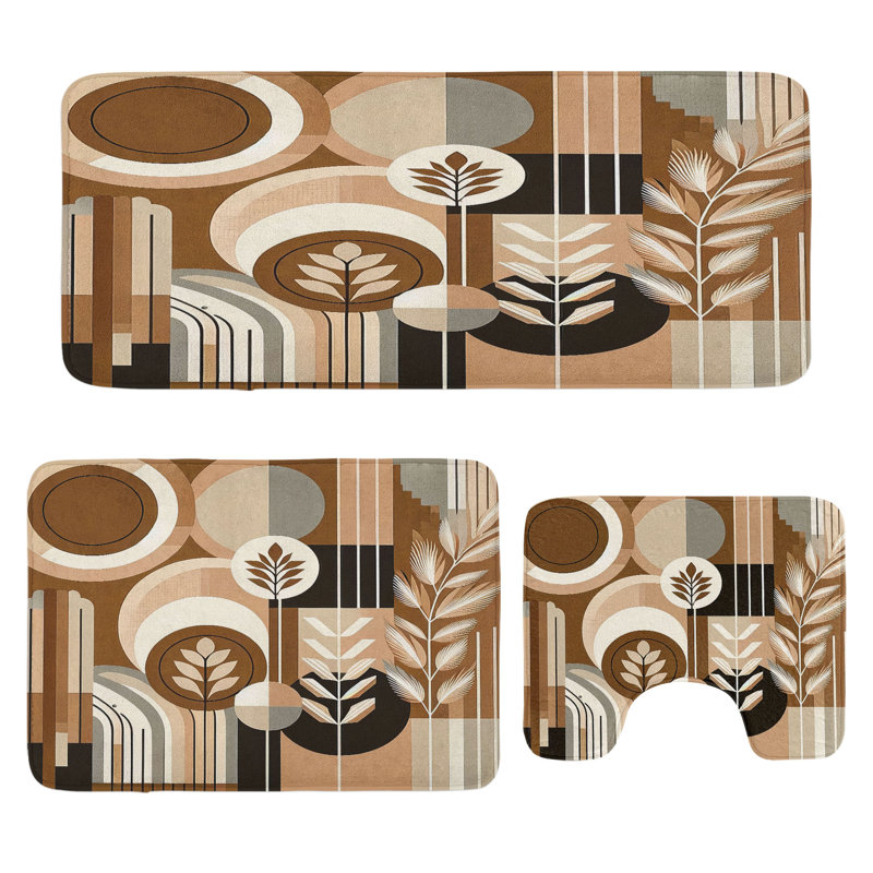  Ensemble de tapis de salle de bain 3 pièces Monstera