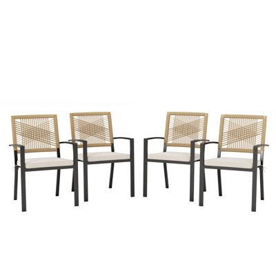 Fauteuil de salle à manger d'extérieur en rotin de qualité supérieure avec coussin PE