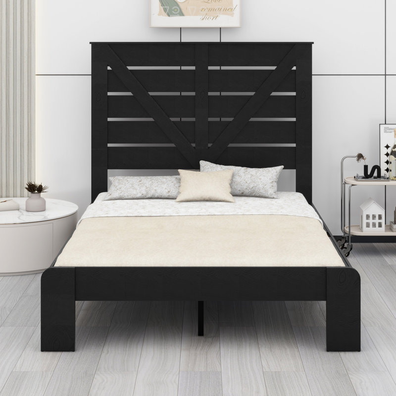 Tête de lit, tête de lit plateforme, grand rangement sous le lit, Noir, Double