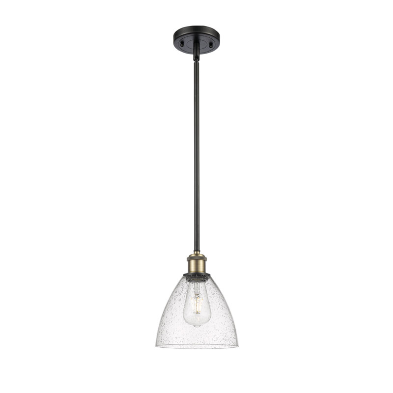 Allysha 1 - Light Single Pendant, Clear, Brushed Satin Nickel, 9.25" H x 7.5" W x 7.5" D