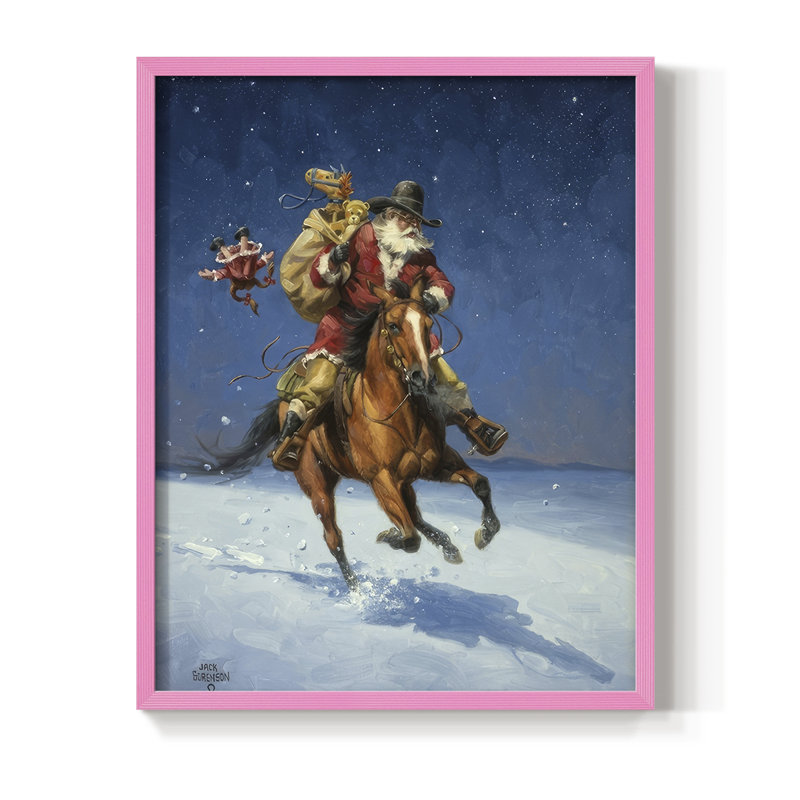 «Midnight Rider», reproduction encadrée - bois massif, Rose, H 11 po x l 9 po
