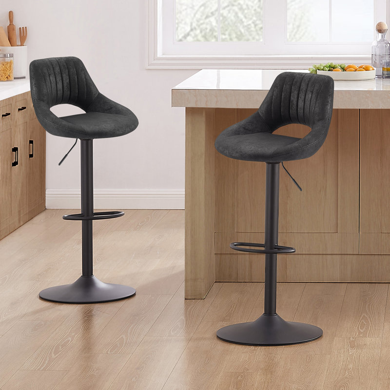 Tabouret pivotant à hauteur réglable Carrolle, Noir