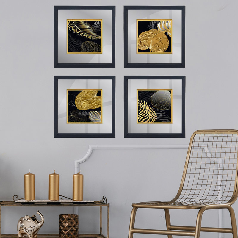 Anonymous - 4 Piece Single Picture Frame Painting Set on Glass