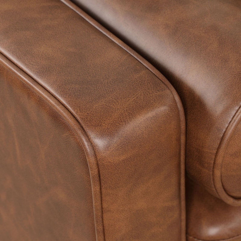 Caprina 52.38'' Faux Leather Loveseat, Cognac Faux Leather
